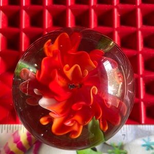 ANTIQUE RED FLOWER PAPERWEIGHT